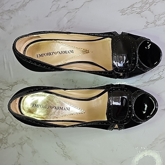 EMPORIO Armani Vero Cuoio Open Toe Heels - Picture 1 of 9